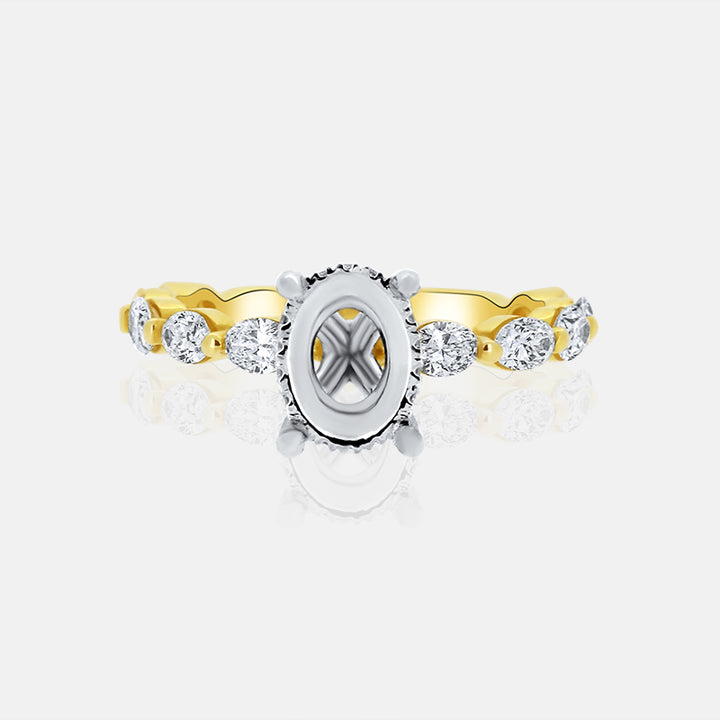 Oval Diamond Band Solitaire Engagement Ring with 1.00 carat of oval diamonds in 14K Yellow gold