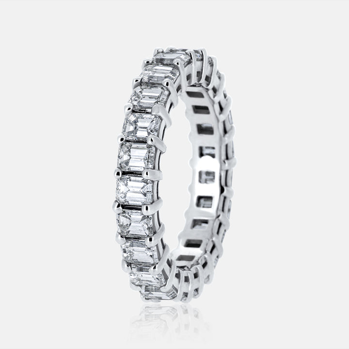 Emerald Diamond Eternity Band with 3.63 Carat of Diamonds in 14 Karat White Gold