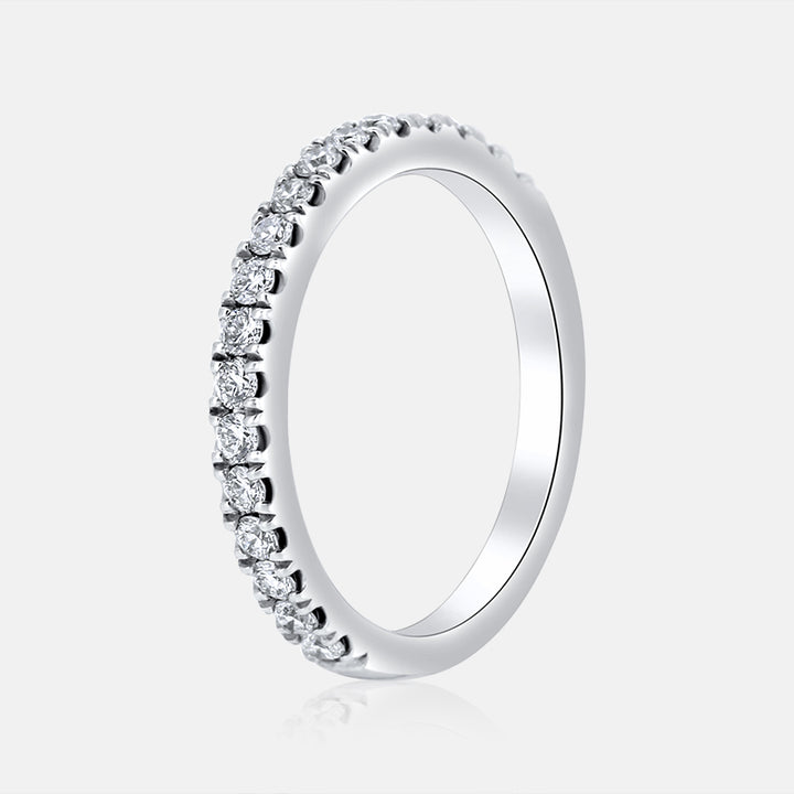 Dainty Pavé Ladies Wedding Band in18K White Gold with .16 Carat of Diamonds