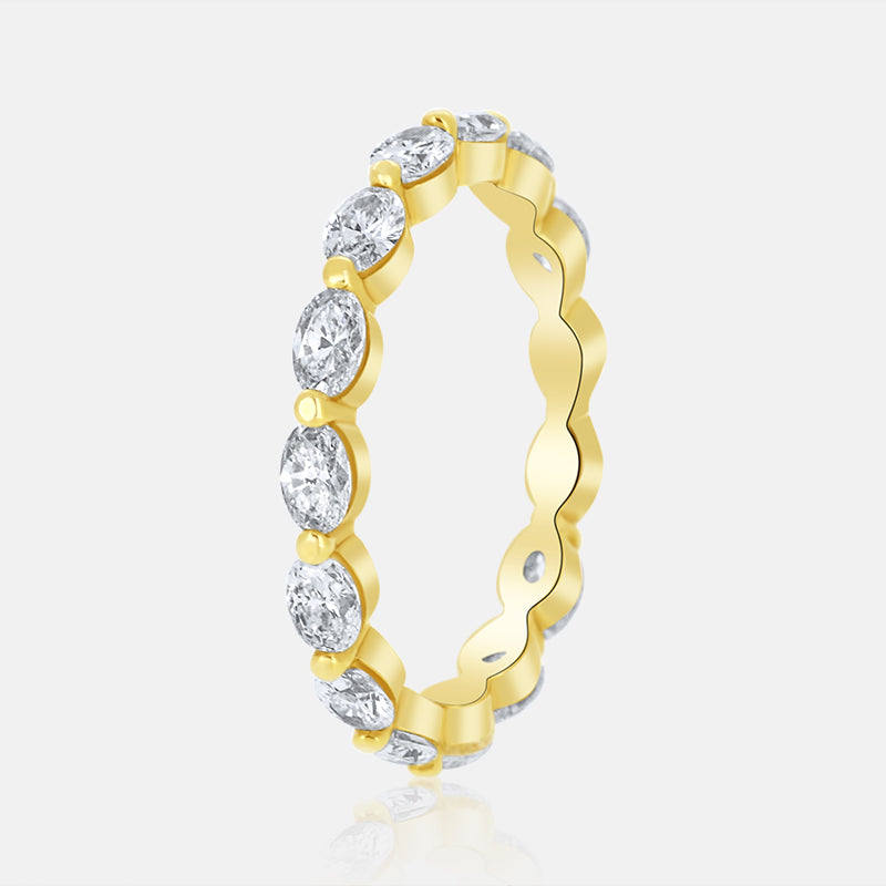 Oval Diamond Wedding Band with 1.30 Carat of Diamonds in 14 Karat Yellow Gold