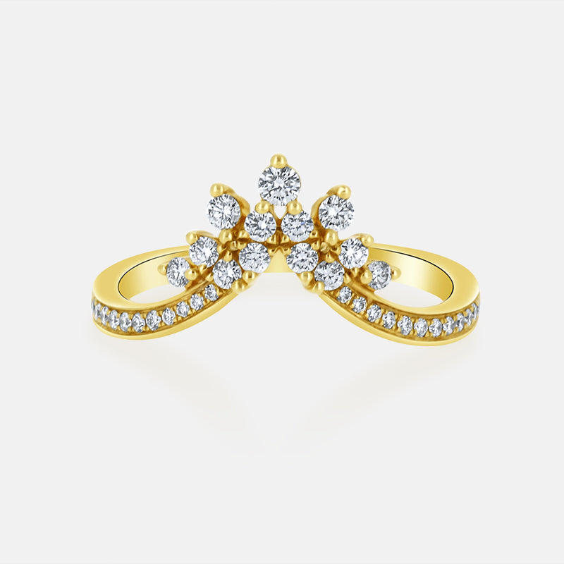 Contour Chevron Diamond Wedding Band with .33 carat of Diamonds in 14 Karat Yellow Gold
