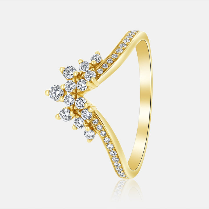 Contour Chevron Diamond Wedding Band with .33 carat of Diamonds in 14 Karat Yellow Gold