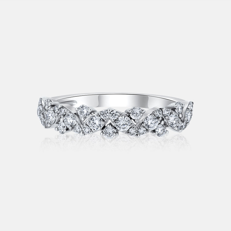 Marquise and Round Shape Wedding Band with .53 Carat of Diamonds in 18 Karat White Gold