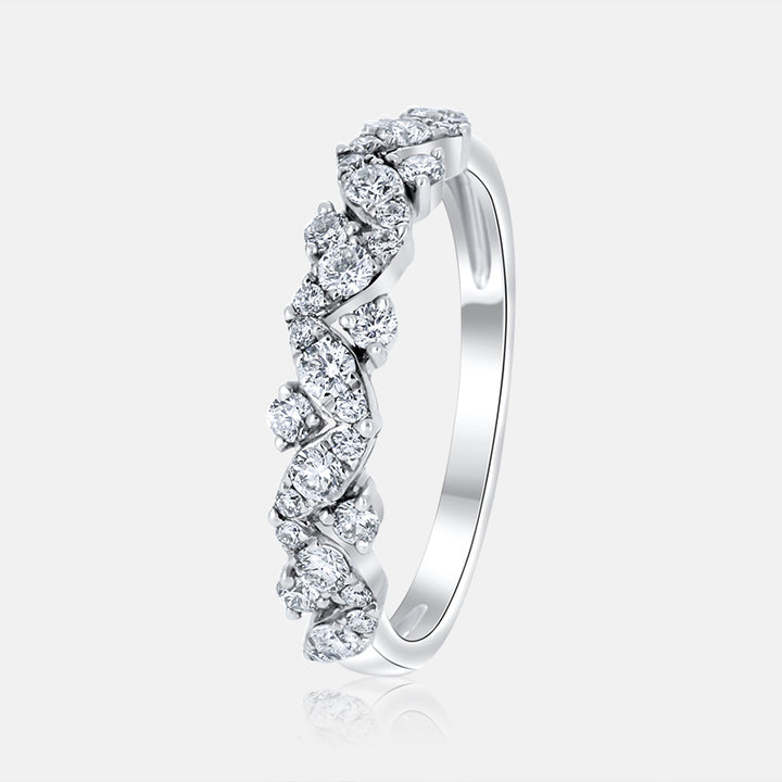 Marquise and Round Shape Wedding Band with .53 Carat of Diamonds in 18 Karat White Gold