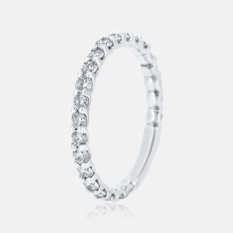 Classic Pavé Ladies Wedding Band in 14k White Gold with .93 Carat of Diamonds