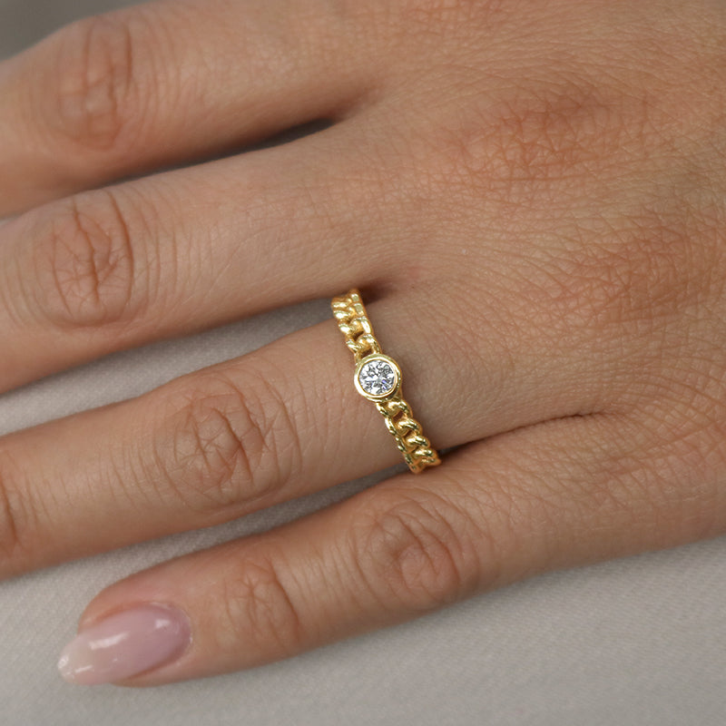 1940s 0.20 Carat Diamond Yellow Gold Retro Ring- Vintage jewelry-  Bijouxbaume