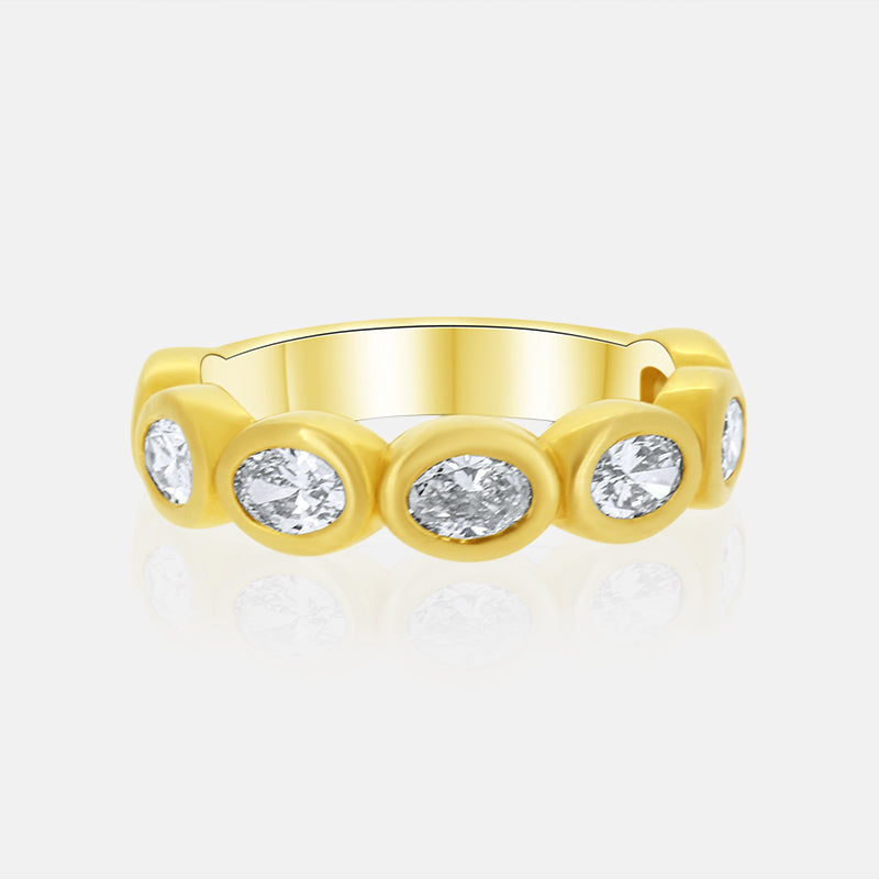 Bezel Set Oval Diamond Band with 1.63 Carat of Diamonds in 14 Karat Yellow Gold
