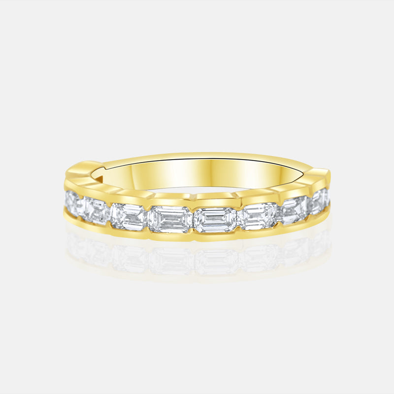Modern Bezel Set Asscher Cut Ring in 14K Yellow Gold with 1.10 Carat of Diamonds