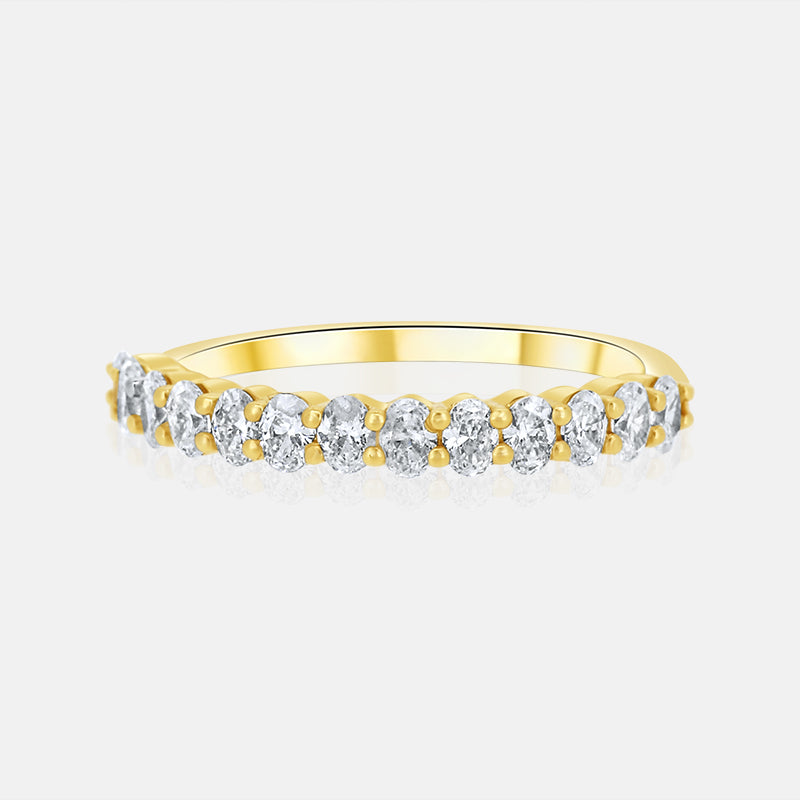Dainty Oval Halfway Diamond Band in 14K Yellow Gold with .69 Carat of Diamonds