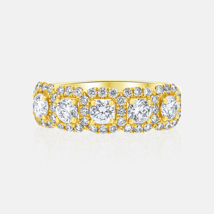 Ladies Right Hand Ring in 14 Karat Yellow Gold with 3.22 Carat of Diamonds