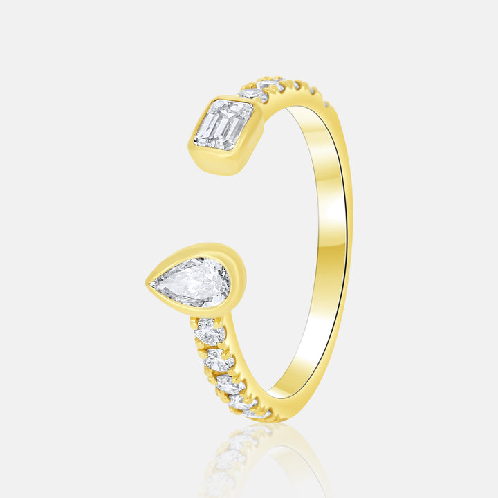 Negative Space Bezel Set Ring in 14 Karat Yellow Gold with .76 Carat of Diamonds