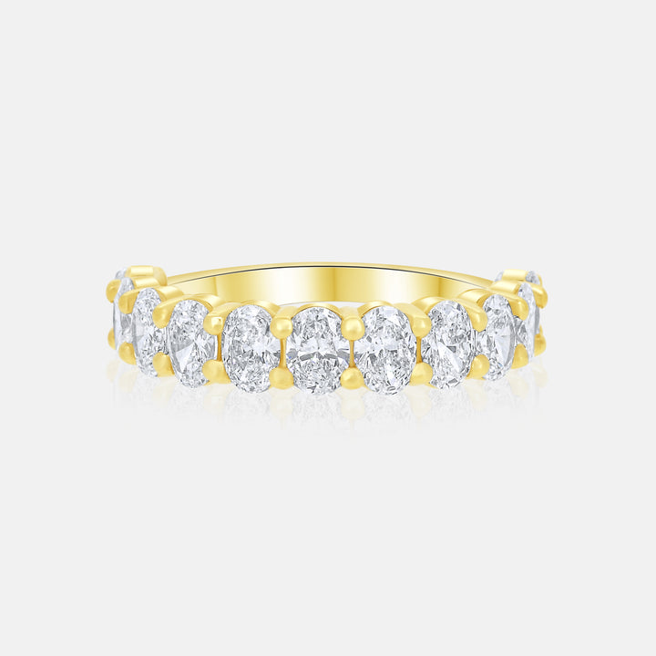 Half Way Oval Diamond Eternity Ring in 14 Karat Yellow Gold with 1.78 Carat of Diamonds