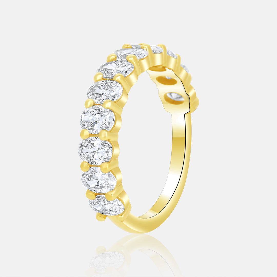 Half Way Oval Diamond Eternity Ring in 14 Karat Yellow Gold with 1.78 Carat of Diamonds