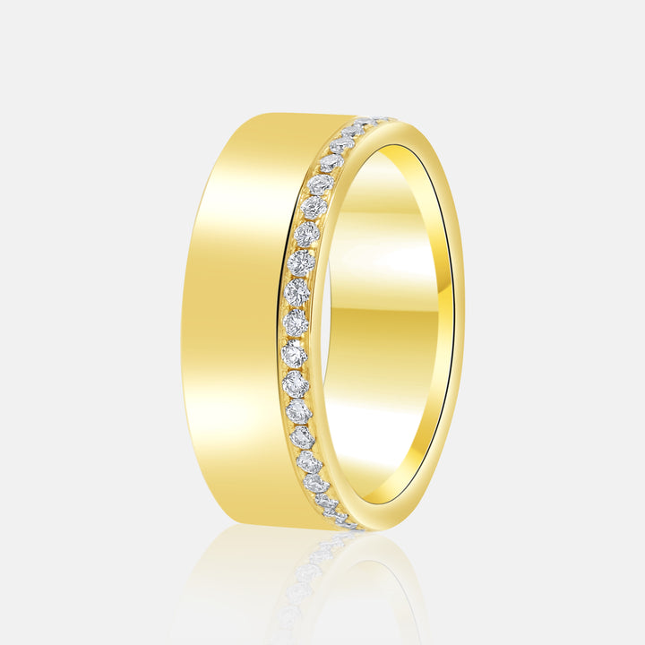 Modern Cigar Band in 14 Karat Yellow Gold with .45 Carat of Diamonds