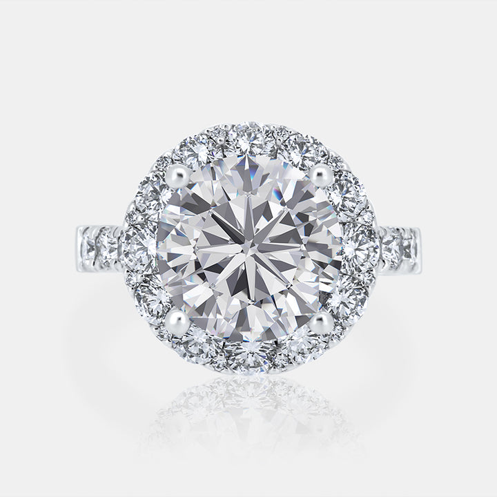 Round Halo Engagement Ring with 1.91 carat of Diamonds in 14 Karat White Gold