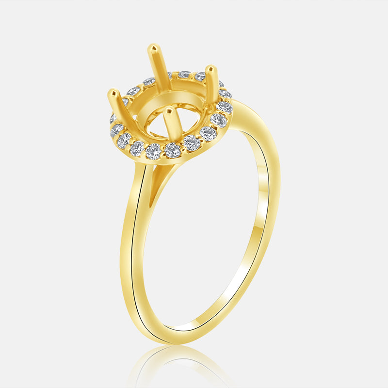 Dainty Round Halo Engagement Ring with .20 carat of Diamonds in 14 Karat Yellow Gold