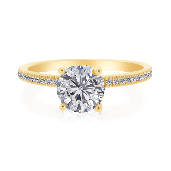 Solitaire Hidden Halo Engagement Ring with .21 carat of Diamonds in 14K Yellow Gold