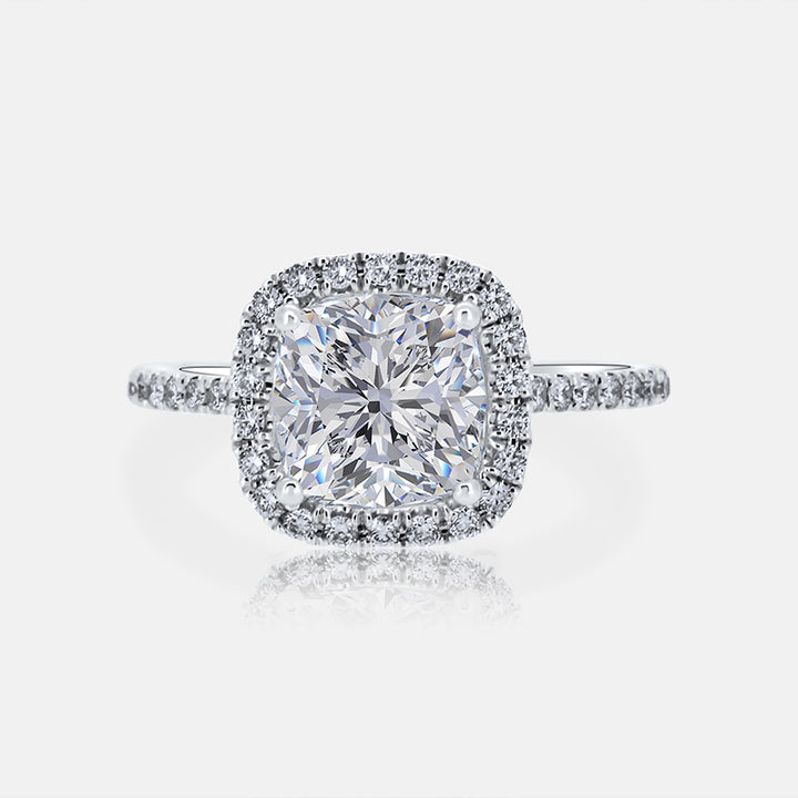 Dainty Cushion Halo Engagement Ring with .44 carat of Diamonds in 14K White Gold