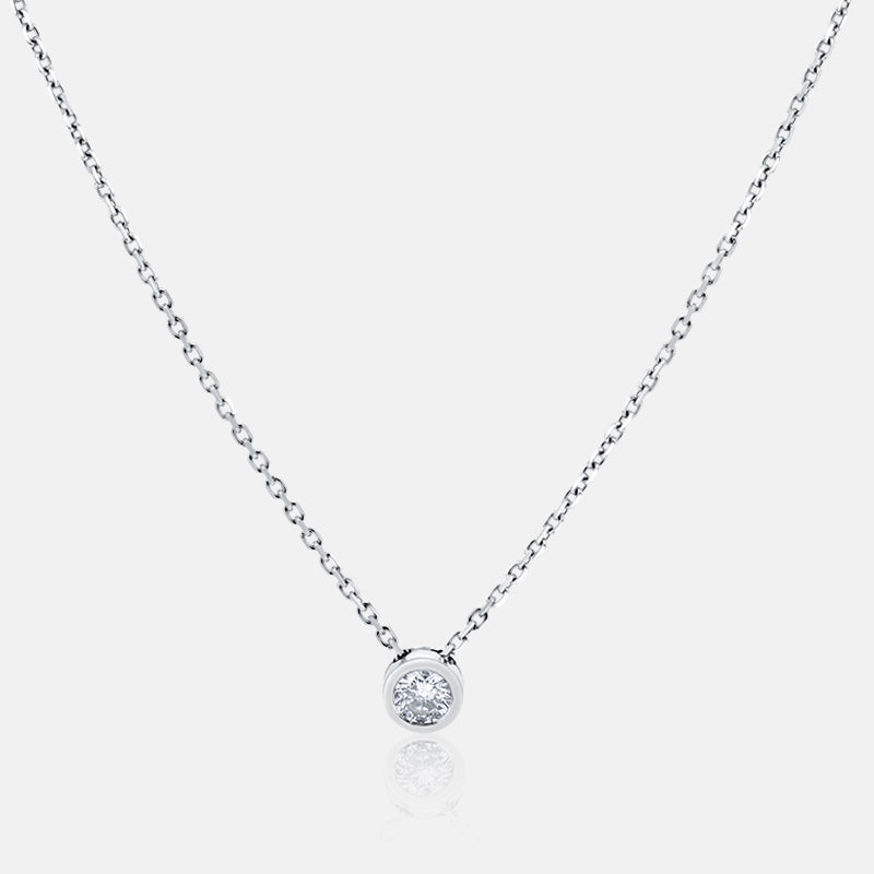 Solitaire Diamond Necklace in 14 Karat White Gold with a .50 carat of Diamonds