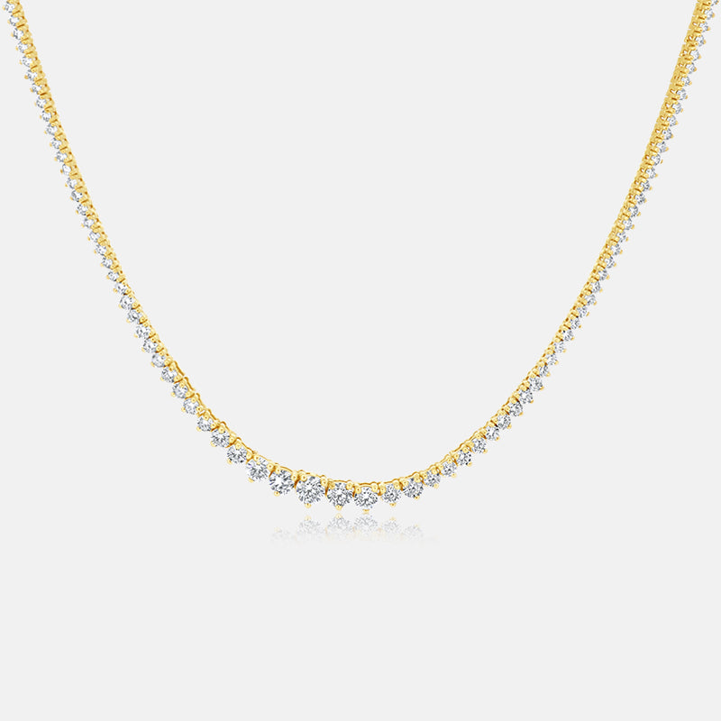 Diamond Tennis Necklace in 14 Karat Yellow Gold with 5.74 Carat of Diamonds