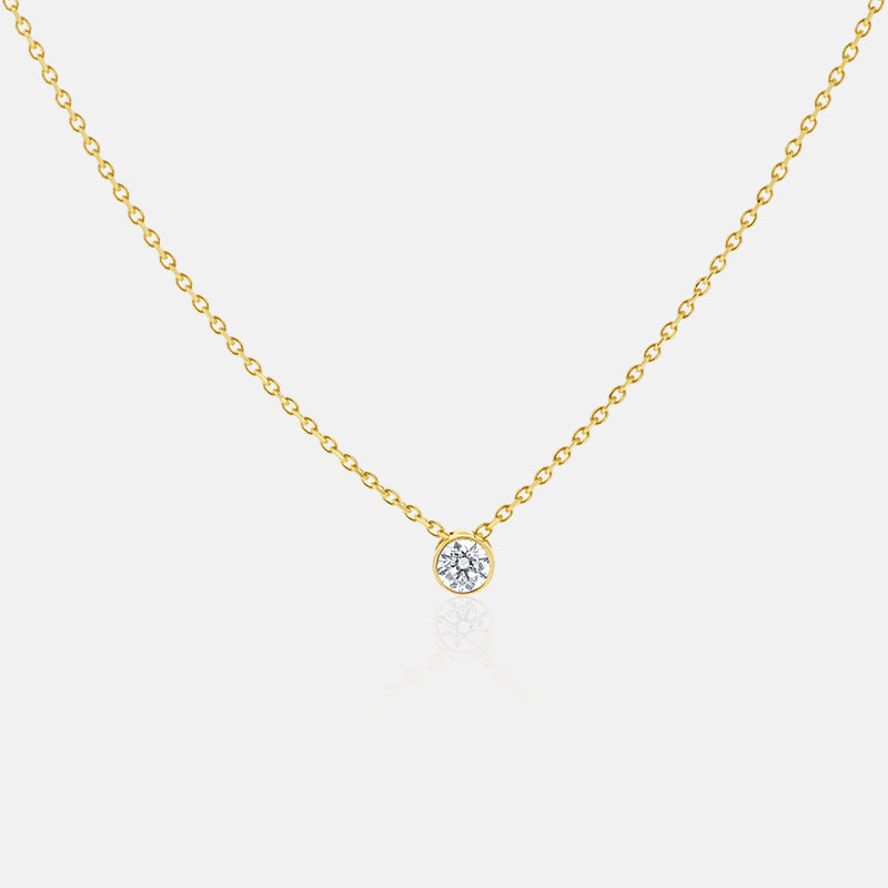 Solitaire Diamond Necklace in 14 Karat Yellow Gold with a .25 carat of Diamond