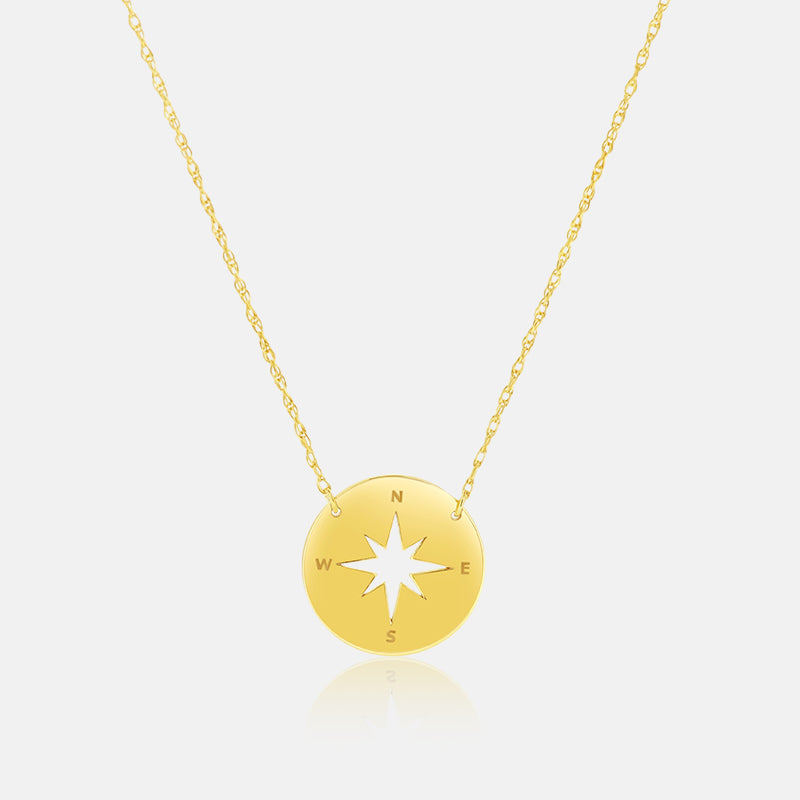 Cardinal Compass Necklace in 14 Karat Yellow Gold